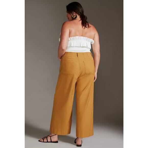 NWT Anthropologie Maeve The Colette Cropped Wide-Leg Pants Size 22W Gold #7D402 - Picture 3 of 10